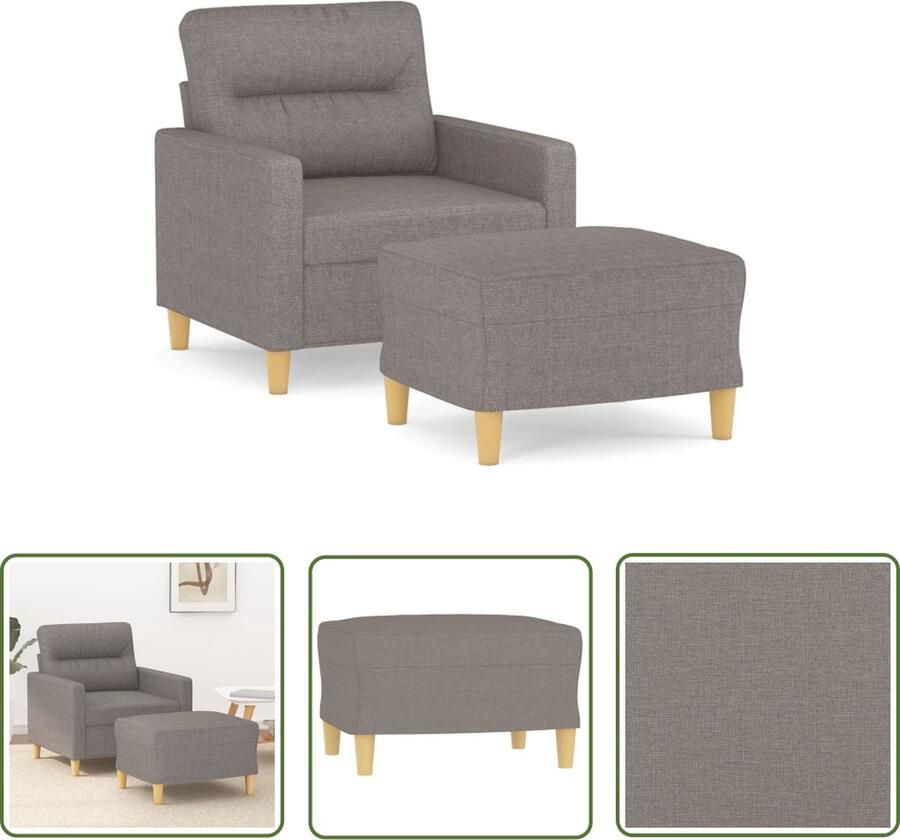 VidaXL Fauteuil met voetenbank 60 cm stof taupe Fauteuil Lounge Stoel Relaxfauteuil Leesfauteuil Woonkamer Meubilair - Foto 2
