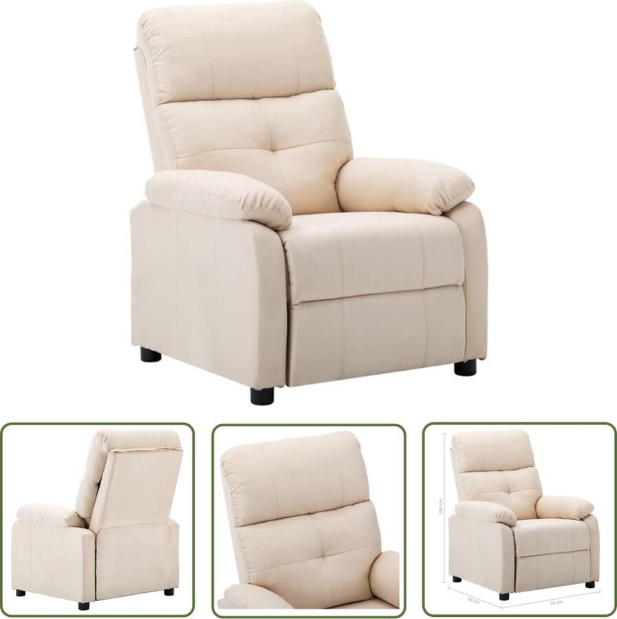 The Living Store Fauteuil naam Stoelen 76 x 90 x 100 cm Crème stof - Foto 2