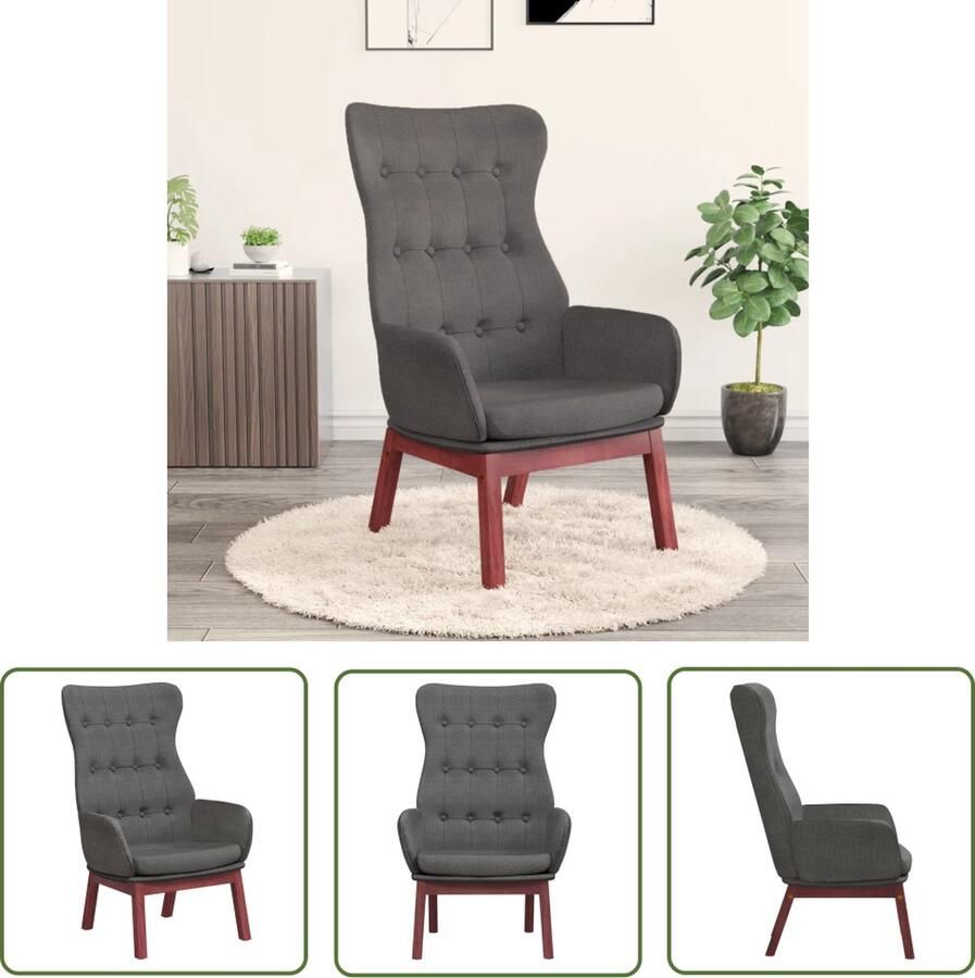 The Living Store Fauteuil Relax Donkergrijs 70 x 77 x 94 cm Gevoerd Relaxstoel Fauteuill Lounge Chair Donker Grijs Meubilair Velours Stoffen Bank - Foto 2