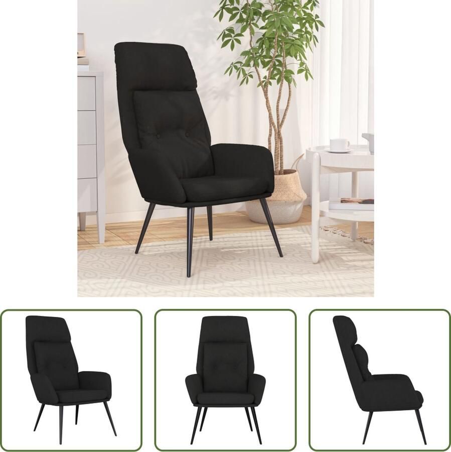 The Living Store Fauteuil Relax Kunstsuède Zwart 70 x 77 x 94 cm Optimaal zitcomfort Relaxstoel Fauteuill Kunstleder Zwarte Fauteuil Lounge Stoel