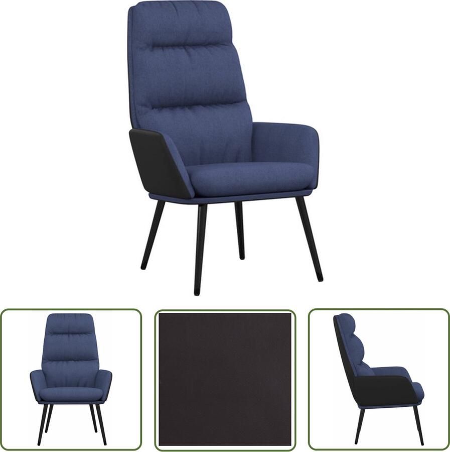 The Living Store Fauteuil Relaxstoel Blauw 70 x 77 x 98 cm Optimaal zitcomfort Relaxstoel Fauteuill Blauwe Stoffen Meubels Lounge Stoel Loungestoel - Foto 2