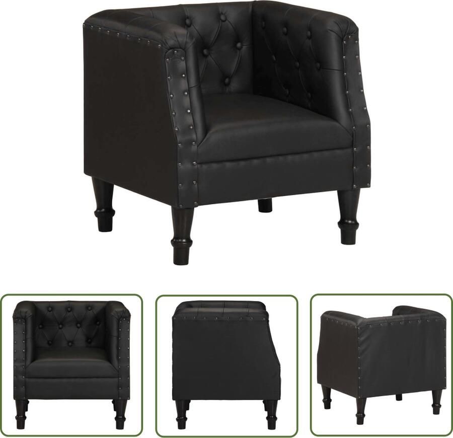 The Living Store Fauteuil Retro Echt Leder Massief Mangohout 60 x 57 x 64 cm Zwart Retro Fauteuil Lederen Fauteuil Mangohouten Fauteuil Zwarte Fauteuil Lounge Stoel