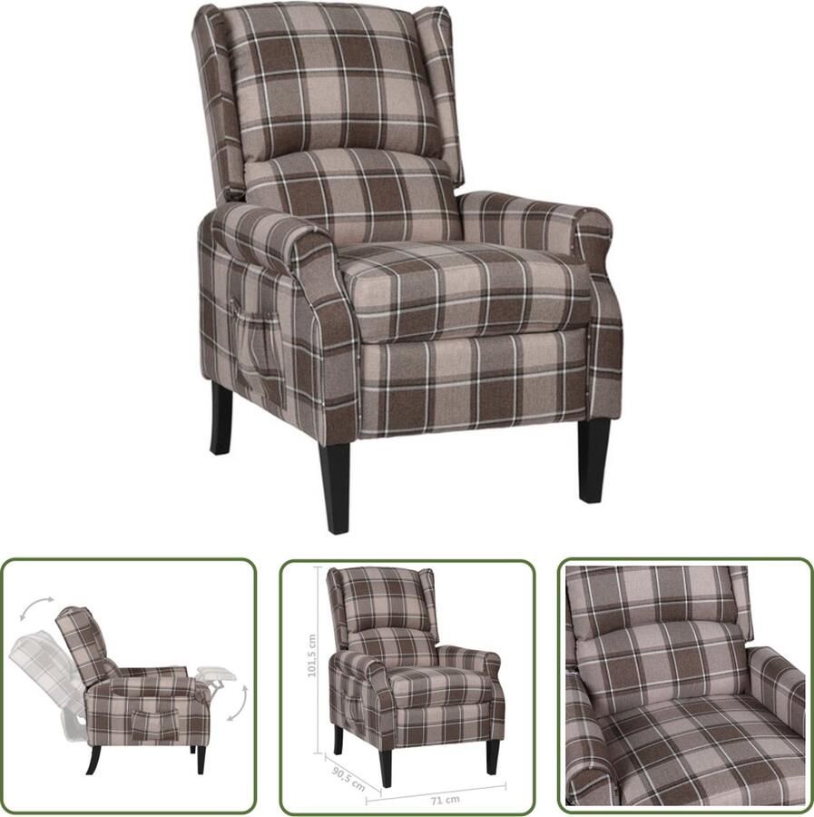 The Living Store verstelbare armstoel Stof Beige 71x90.5x101.5 cm Rugleuning en voetensteun verstelbaar Verstelbare Armstoel Lounge Stoel Relaxfauteuil Fauteuill Loungestoel - Foto 2