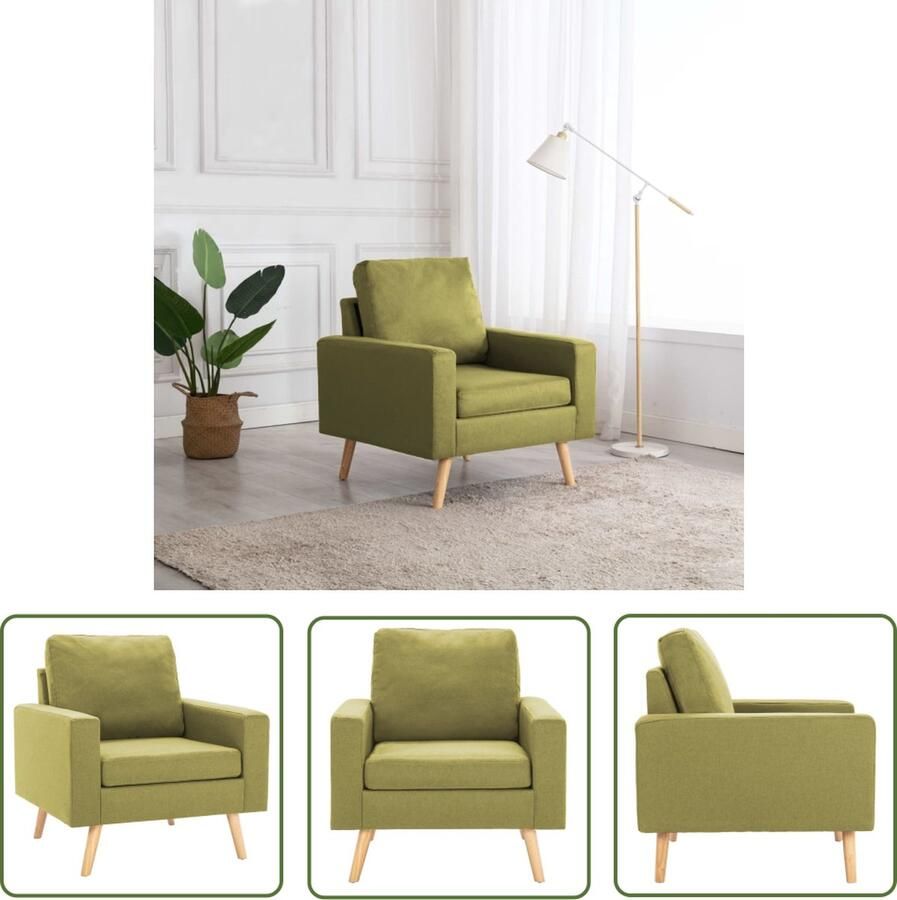 The Living Store Fauteuil Groen Stof 77 x 71 x 80 cm Comfortabel zitmeubel met zachte bekleding Fauteuil Stoelen Lounge Stoel Designstoel Velours Stoel - Foto 2