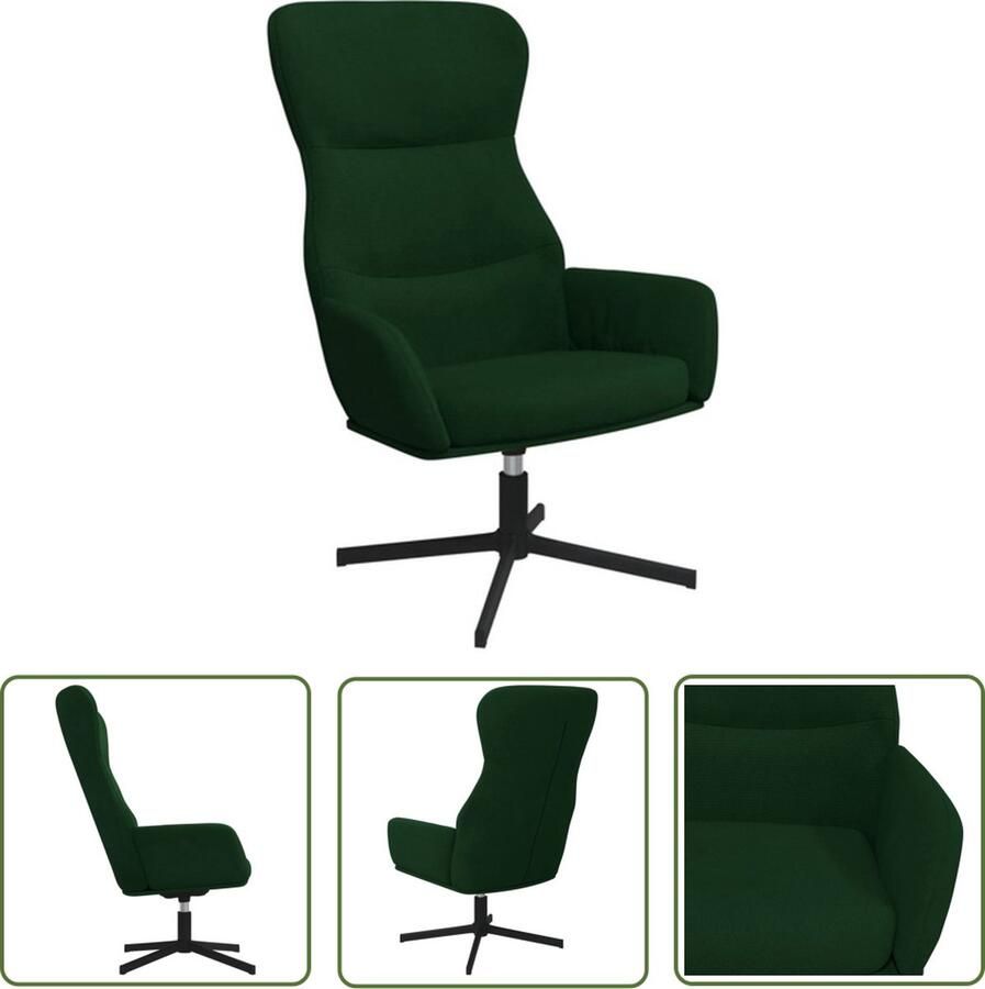 The Living Store Fauteuil Velvet Donkergroen 70x77x94 cm 360 graden draaibaar Relaxstoel Velvet Fauteuil Donkere Fauteuils Lounge Stoel Leeshoek - Foto 2