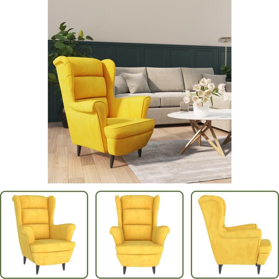 The Living Store Fauteuil Velvet Mosterdgeel 81 x 90 x 96.5 cm Trendy ontwerp Fauteuil Velvet Mosterdgeel Fluweel Fauteuil Lounge Fauteuil Trendig Fauteuil - Foto 2