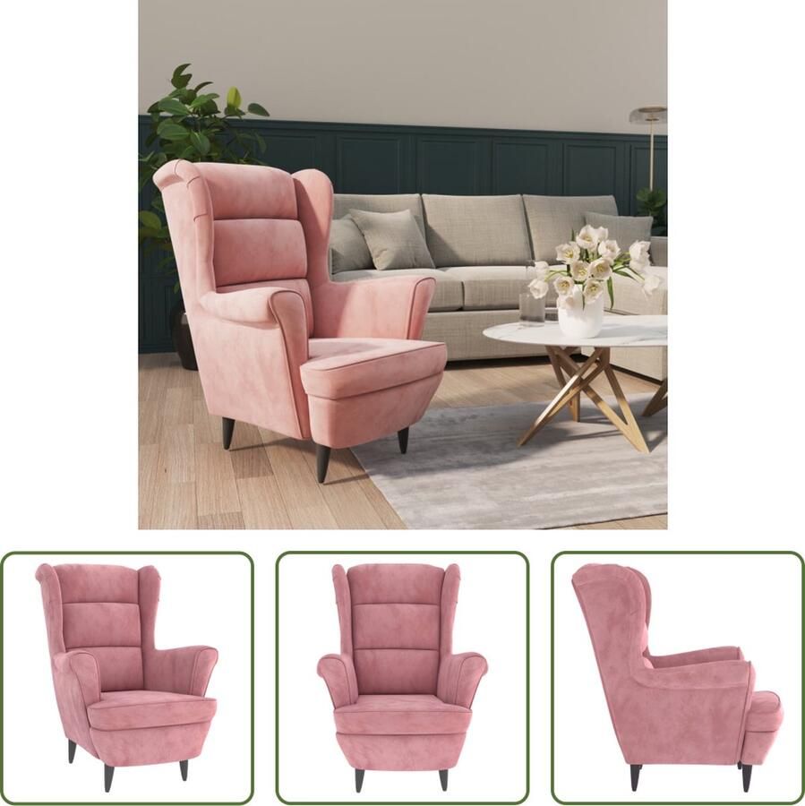 The Living Store Fauteuil Velvet Roze 81 x 90 x 96.5 cm Max 110 kg Comfortabele Stoel Velvet Fauteuil Roze Fauteuil Lounge Stoel Huiskamer Meubels - Foto 2