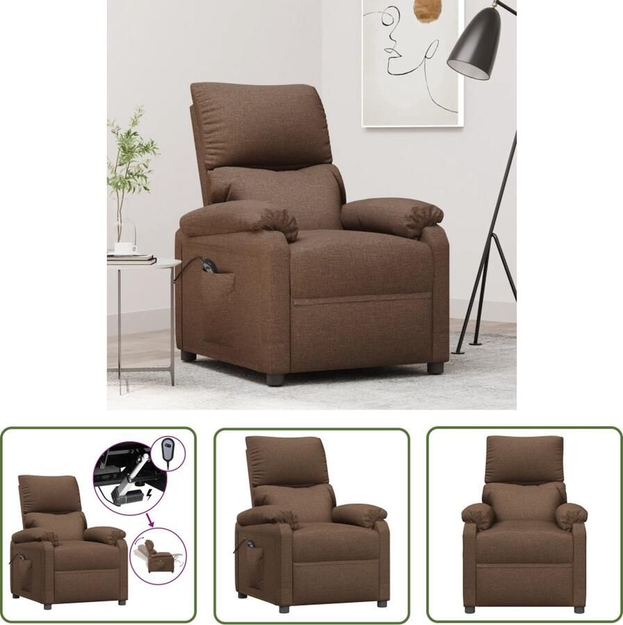 The Living Store Elektrische TV-fauteuil Bruin 73 x 158 x 73 cm Verstelbare rugleuning en voetensteun Elektrische Fauteuil Tv-fauteuil Loungestoel Lederlook Bruin - Foto 3