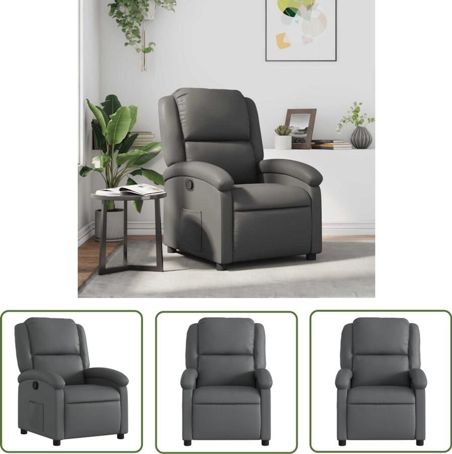 VidaXL Fauteuil verstelbaar kunstleer grijs Verstelbare Fauteuil Lounge Stoel Fauteuils Grijs Kunstleder Fauteuil Relaxfauteuil