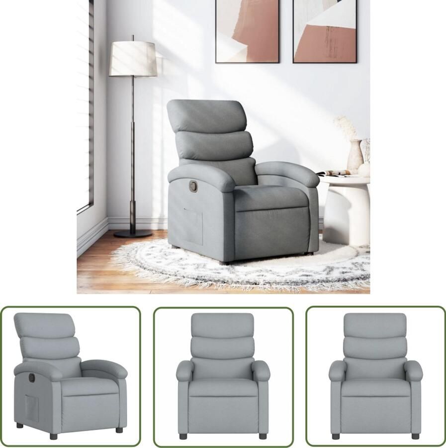 The Living Store Fauteuil verstelbaar stof lichtgrijs Verstelbare Fauteuil Fauteuils Lounge Stoel Relaxfauteuil Ergonomische Stoel - Foto 2