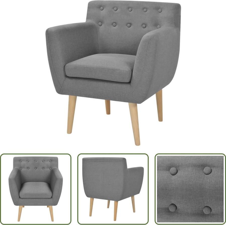 The Living Store Fauteuil X Fauteuils 70 x 59 x 74 cm Lichtgrijs - Foto 2