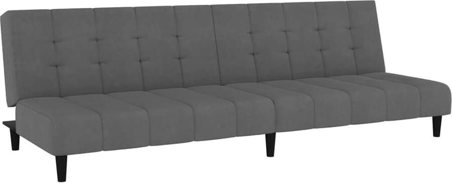 The Living Store Fluweel Slaapbank 200 x 100 cm Donkergrijs Twee-in-een functie Slaapbank Tweepersoonsbed Lounge Sofa Comfortabele Stoffen Design Meubilair - Foto 2