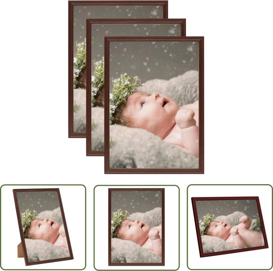 The Living Store Fotolijsten 3 st voor tafel 10x15 cm MDF donkerrood Fotolijsten Fotolijstjes Houten Fotolijst Rode Fotolijst Wanddecoratie