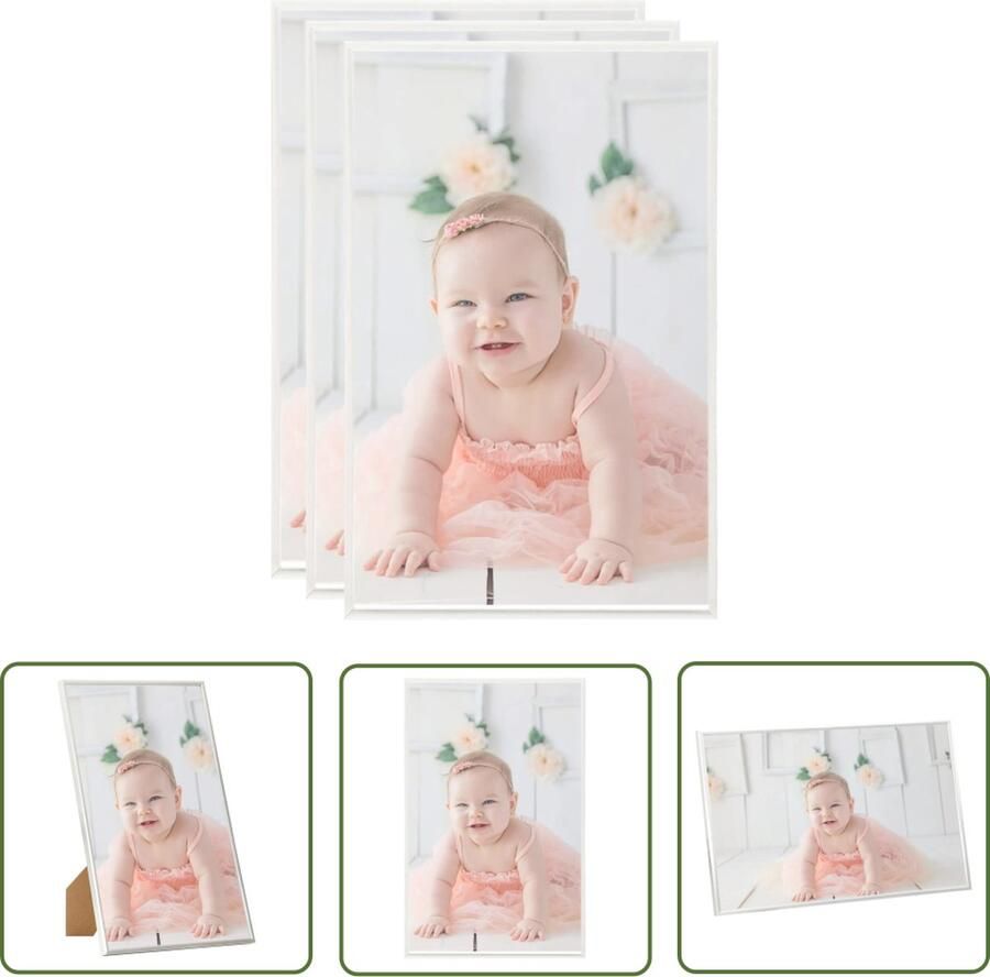 The Living Store Fotolijsten 3 st voor tafel 10x15 cm MDF zilverkleurig Trendy Fotolijsten Set Zilveren Fotolijsten Mdf Fotolijsten Fotolijstjes Voor Tafel