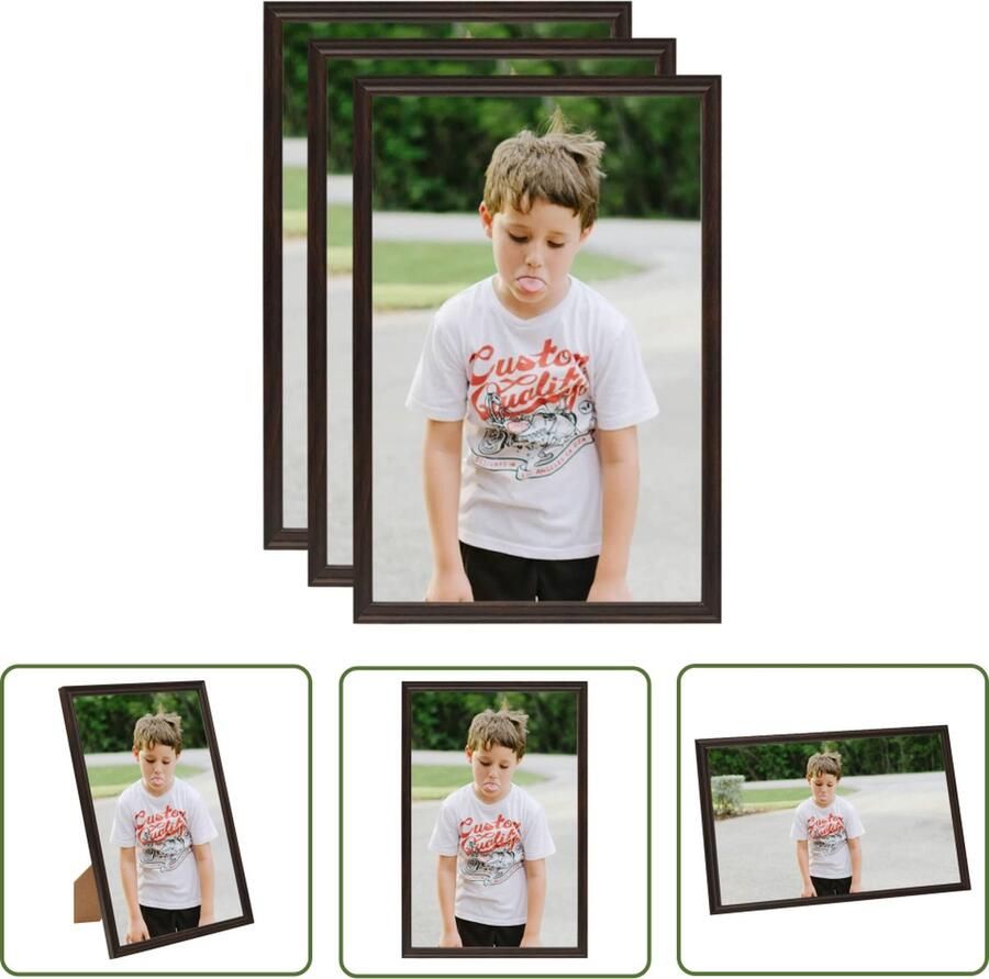 The Living Store Fotolijsten 3 st voor tafel 21x29 7 cm MDF zwart Fotolijst Zwarte Fotolijst Mdf Fotolijst Set Wanddecoratie