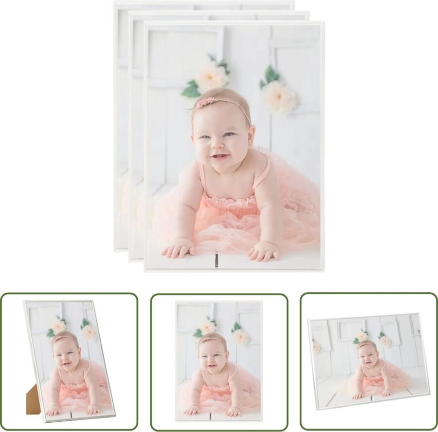 The Living Store Fotolijsten 3 st voor wand of tafel 18x24 cm MDF zilverkleurig Fotolijst Fotolijsten Mdf Frame Zilveren Fotolijst Wanddecoratie