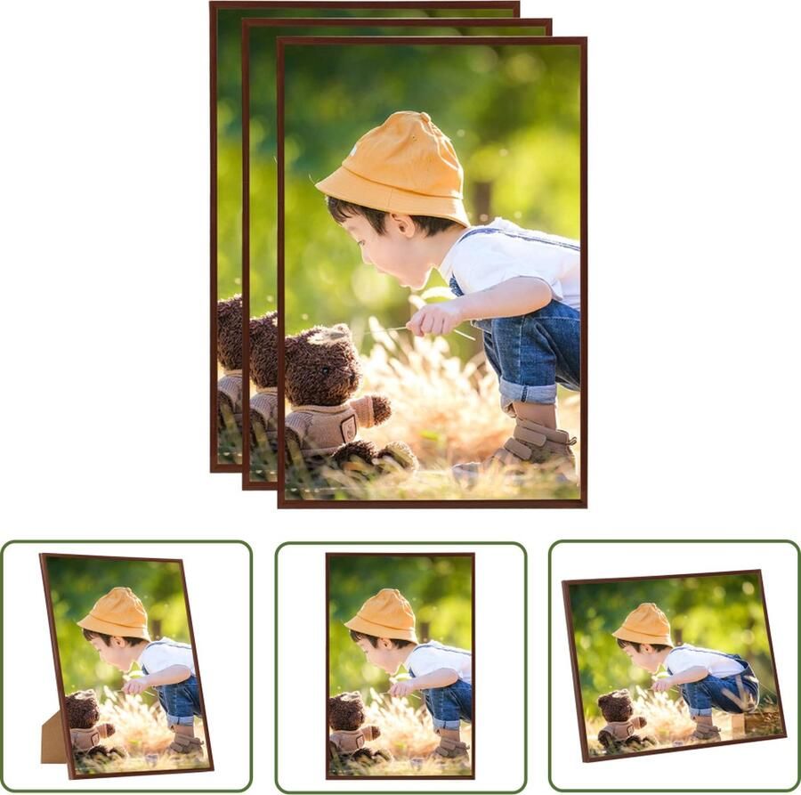 The Living Store Fotolijsten 3 st voor wand of tafel 21x29 7 cm MDFbronskleurig Fotolijsten Fotolijstjes Bruine Fotolijst Houten Fotolijst Mdf Fotolijst