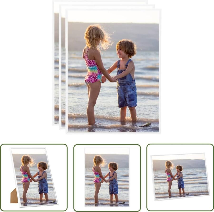 The Living Store Fotolijsten 3 st voor wand of tafel 40x50 cm MDF wit Fotolijst Fotolijsten Lijst Lichten Decoratie