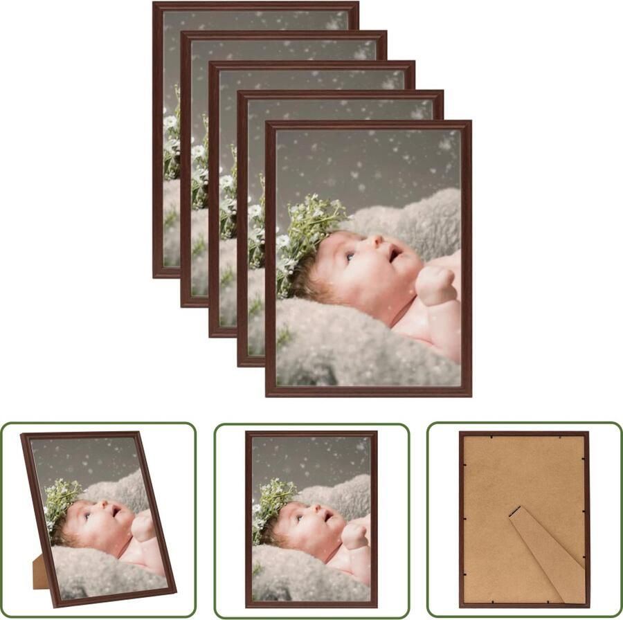 The Living Store Fotolijsten 5 st voor tafel 13x18 cm donkerrood Fotolijst Fotolijsten Houten Fotolijst Rode Fotolijst Wanddecoratie