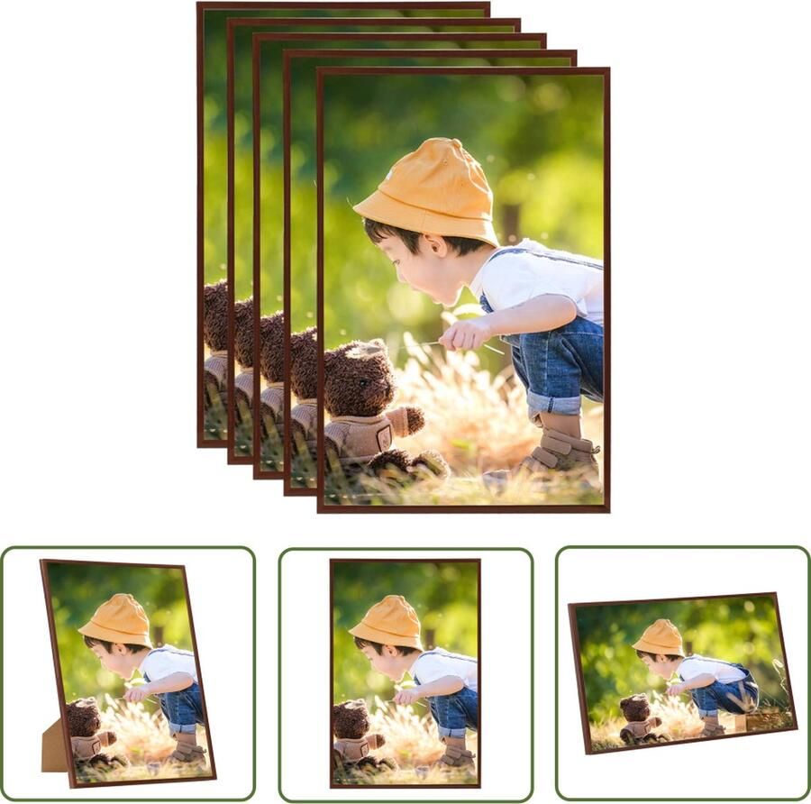 The Living Store Fotolijsten 5 st voor wand of tafel 50x70 cm MDF bronskleurig Fotolijsten Fotolijstjes Bruine Fotolijst Mdf Fotolijst 50x70
