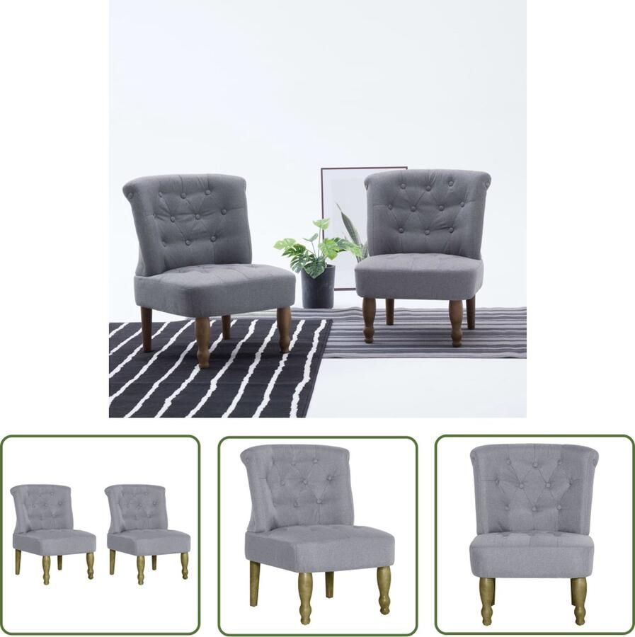 The Living Store Franse Stoelen Lichtgrijs 54x66.5x70cm Houten Frame - Foto 2