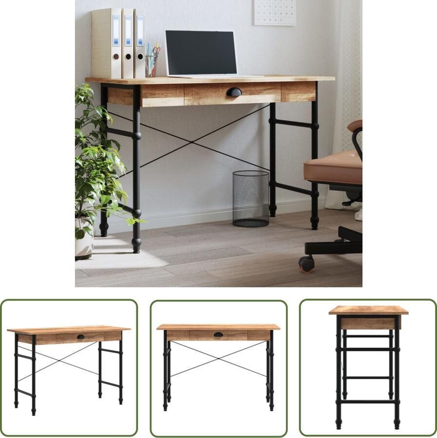 The Living Store Gamingbureau Computerbureau met lade Eiken 110x50x75 cm