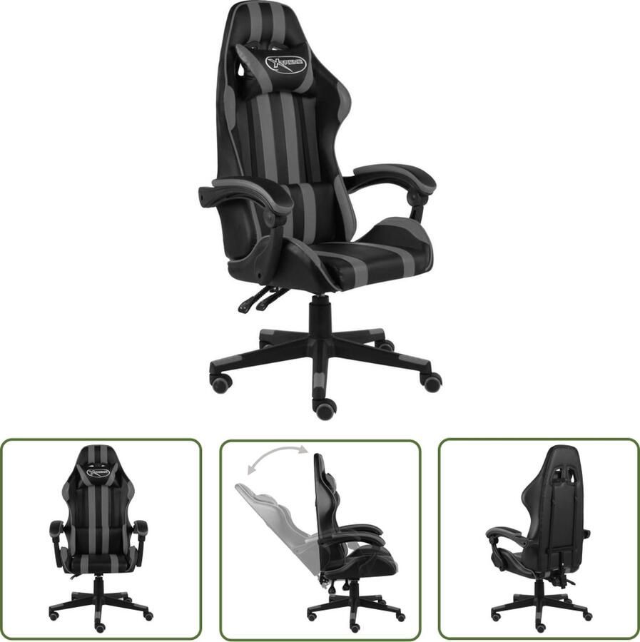 The Living Store Gamingstoel Race X Zwart Grijs 62x69x115-130 cm Kunstleer Gamingstoel Racecarstoel Kantoorsstoel Bureaustoel Ergonomische Stoel - Foto 2