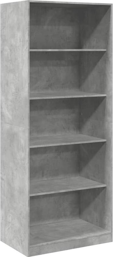 The Living Store Kledingkast 80x50x200 cm bewerkt hout betongrijs Kledingkast Gangkast Houten Kast Betonnen Grijze Kast Opslagkast - Foto 2