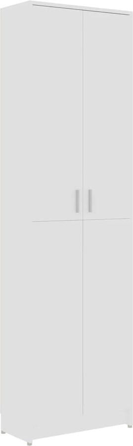The Living Store Halkast Kledingkast 55 x 25 x 189 cm Hoogwaardig hout Kledingkast Hallenkast Opbergkast Houten Kast Witte Kast