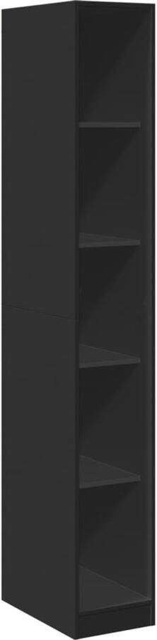 The Living Store Kledingkast 30x50x200 cm bewerkt hout zwart Gangkast Kledingkast Houten Kast Zwarte Kast Opbergkast - Foto 2