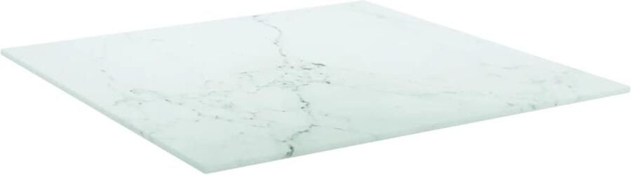 The Living Store Tafelblad 50x50 cm 6 mm gehard glas met marmeren design wit Gehard Glas Tafelblad Marmeren Design Eetkamertafel Salontafel Koffietafel - Foto 2