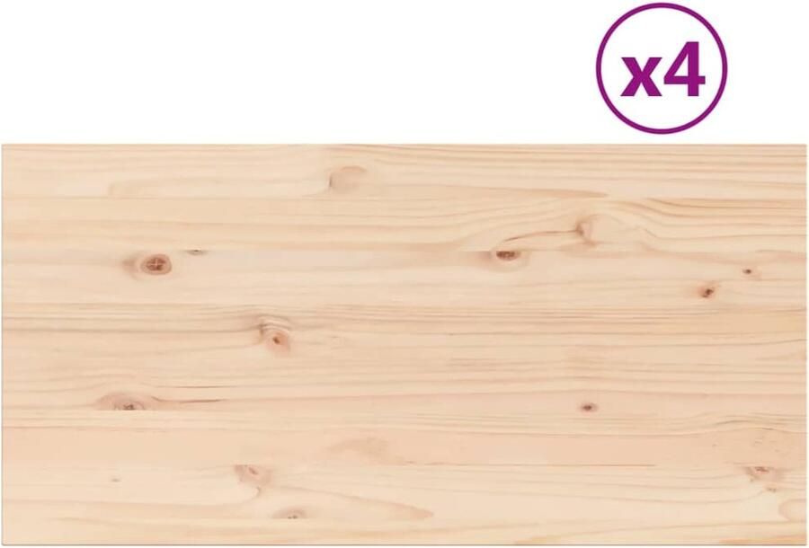 The Living Store Tafelbladen 4 st rechthoekig 100x50x1 7 cm massief grenenhout Tafelbladen Grenenhout Rustic Design Vintage Stijl Eettafels - Foto 2
