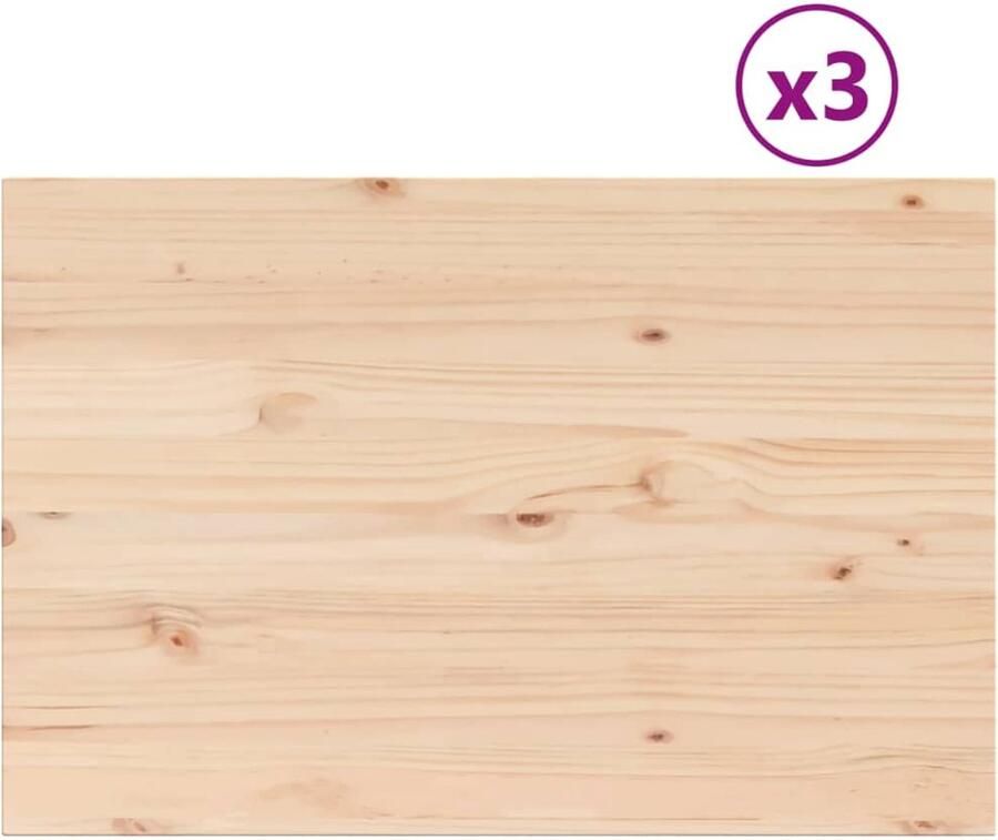 The Living Store Tafelbladen 3 st rechthoekig 80x53x1 7 cm massief grenenhout Tafelbladen Grenenhout Tafel Accessoires Rustic Design Vintage Stijl - Foto 2