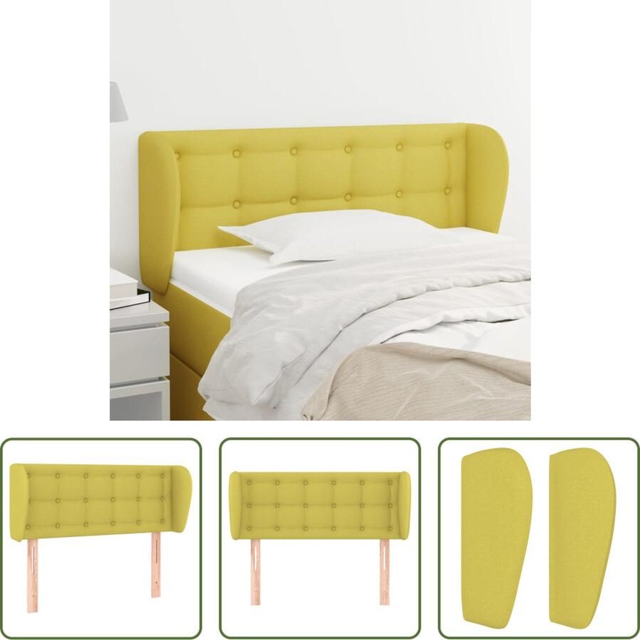 The Living Store Groen Trendy Hoofdbord 103x23x78 88 cm Duurzaam Stof Stevige Houten Poten