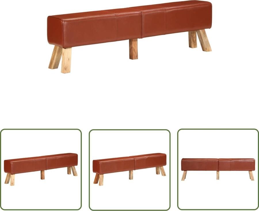 The Living Store Gymbank Leer Hout 160x30x49 cm Compact Design Gymbank Fitnessbank Trainingstoestel Lederen Bank Houten Bank