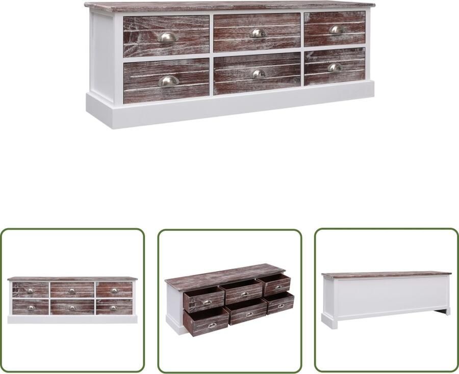 The Living Store Halbankje Rustiek Hout 115 x 30 x 40 cm 6 Lades Bruin - Foto 2