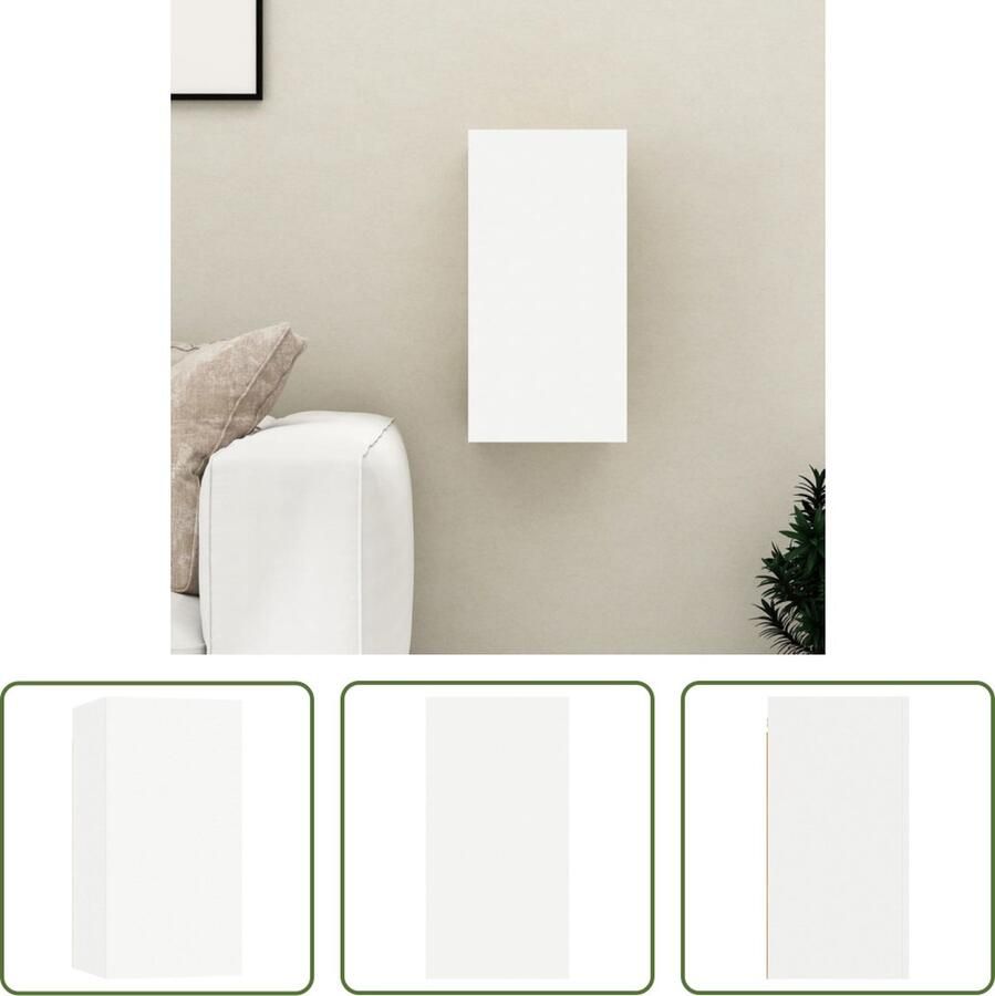 The Living Store Hangende Televisiekast Bewerkt Hout 30.5 x 30 x 60 cm Wit Trendy en praktisch design - Foto 2