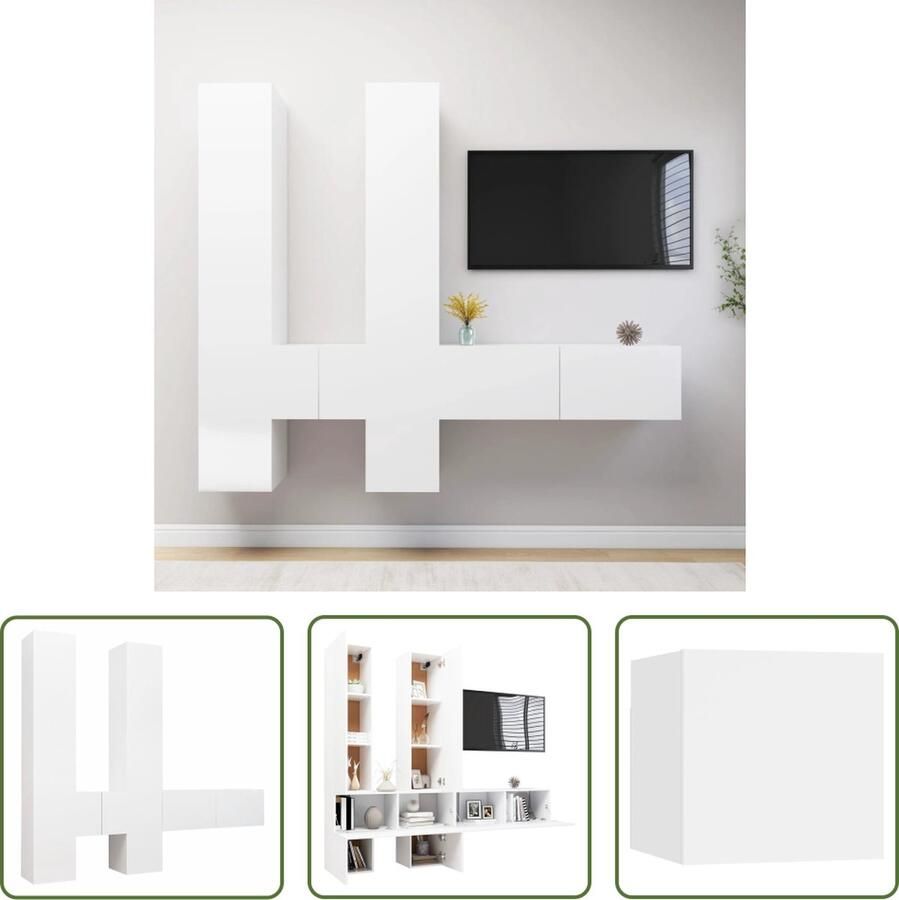 The Living Store Hangende TV-kastenset wit spaanplaat 30.5 x 30 x 30 cm 30.5 x 30 x 110 cm 100 x 30 x 30 cm - Foto 2