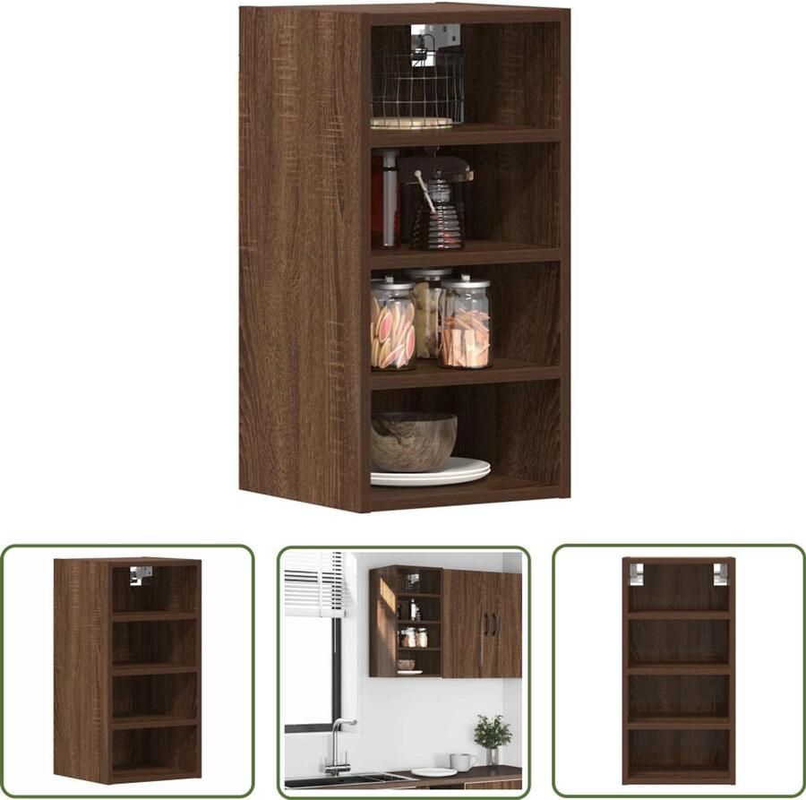 The Living Store Hangkast 30x29 5x60 cm bewerkt hout bruin eikenkleur Keuken Kast Hangkast Houten Kast Opslagoplossing Keukenuitrusting