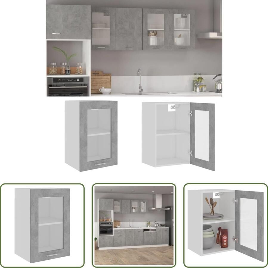 The Living Store Hangkast 40x31x60 cm spaanplaat betongrijs Keukenkast