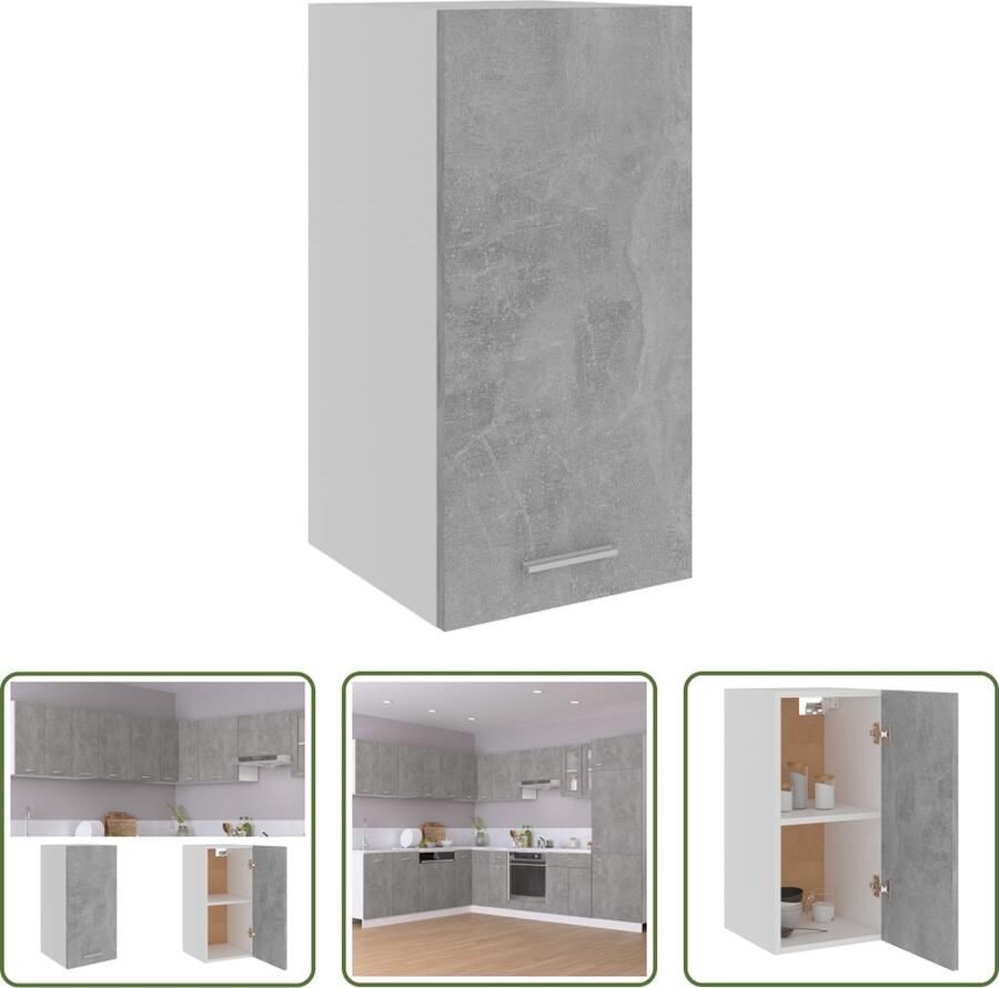 The Living Store Hangkastje Met Eenvoudig Ontwerp Opbergkast 29.5 x 31 x 60 cm Betongrijs