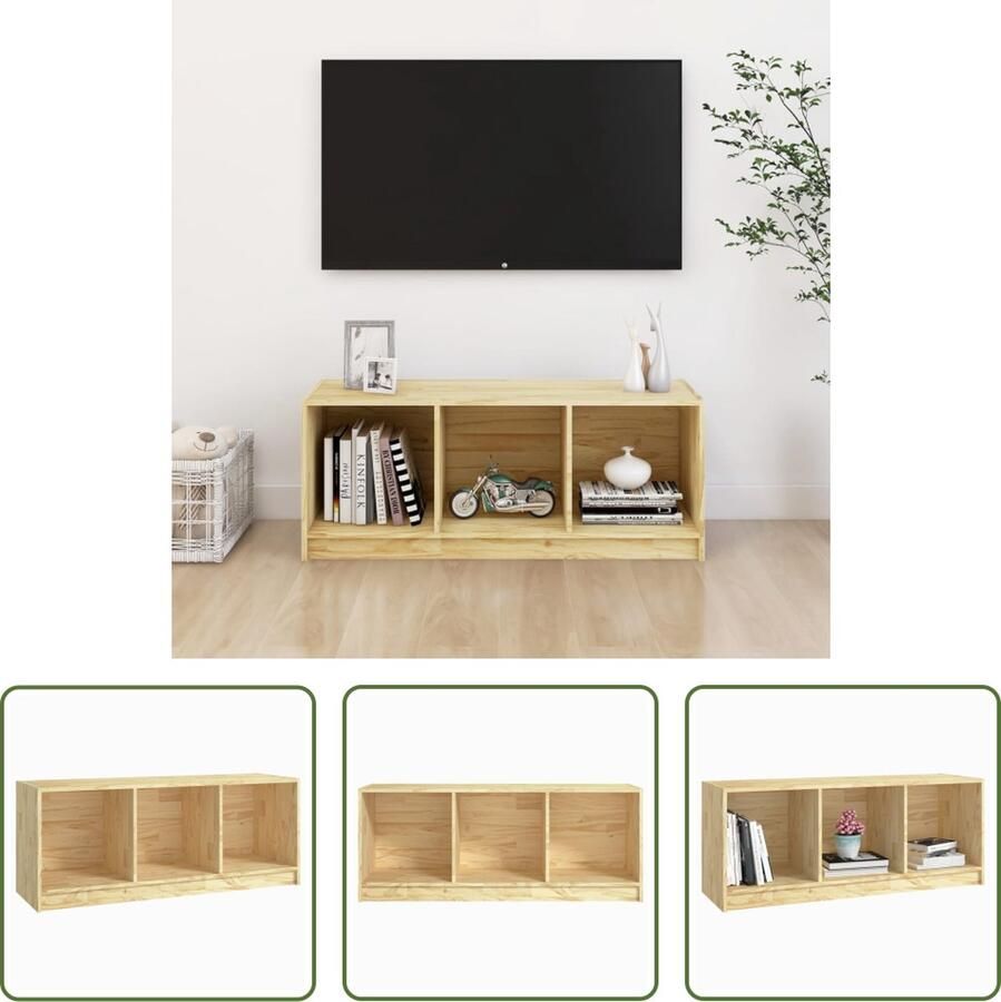The Living Store TV-meubel Massief grenenhout 104x33x41cm Hifi-kast - Foto 2