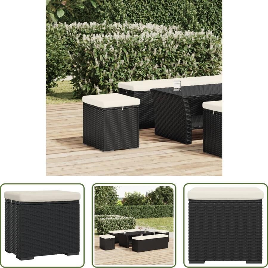 The Living Store Hocker PE Rattan 40x30x40 cm Zwart - Foto 2