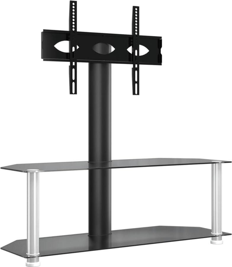 The Living Store Tv-standaard hoek 2-laags voor 32-70 inch zwart en zilverkleur Tv-standaard Hoek Tv-standaard Tv-meubel Media Kast Zwarte Tv-standaard - Foto 3