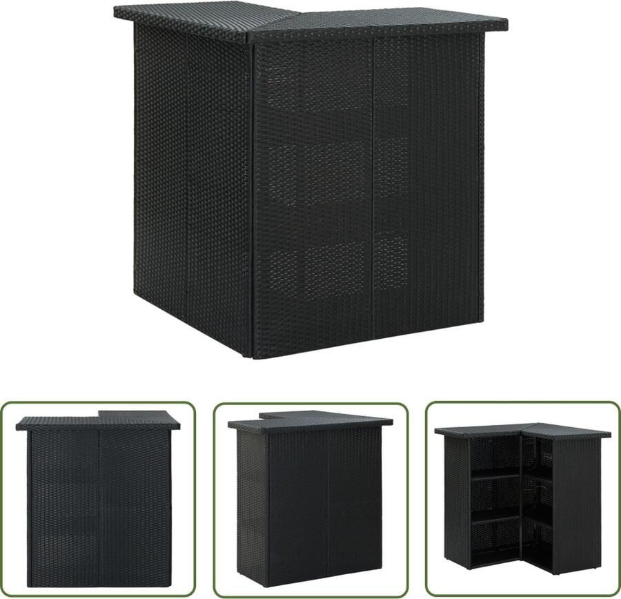 The Living Store Hoekbartafel PE-rattan Stalen frame 100x50x105 cm Hoekbartafel Bartafel Tuintafel Buitentafel Zwarte Bartafel - Foto 2