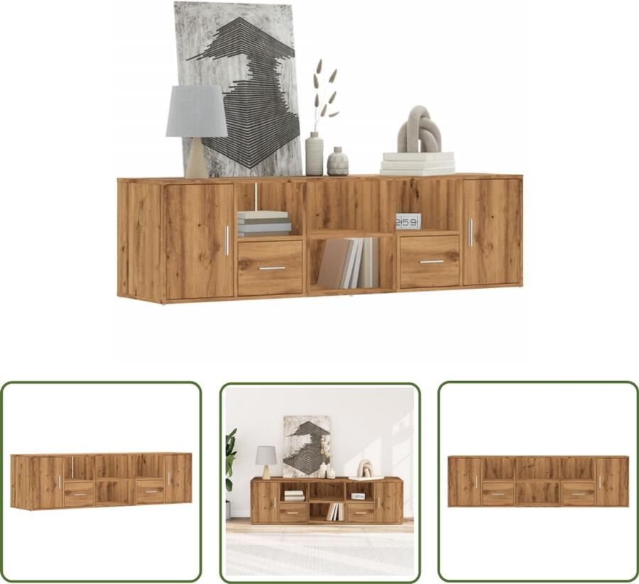 The Living Store Hoekkast 160x40x45 cm bewerkt hout artisanaal eiken Hoekkast Houten Kast Eiken Kast Opslagoplossing Salontafel
