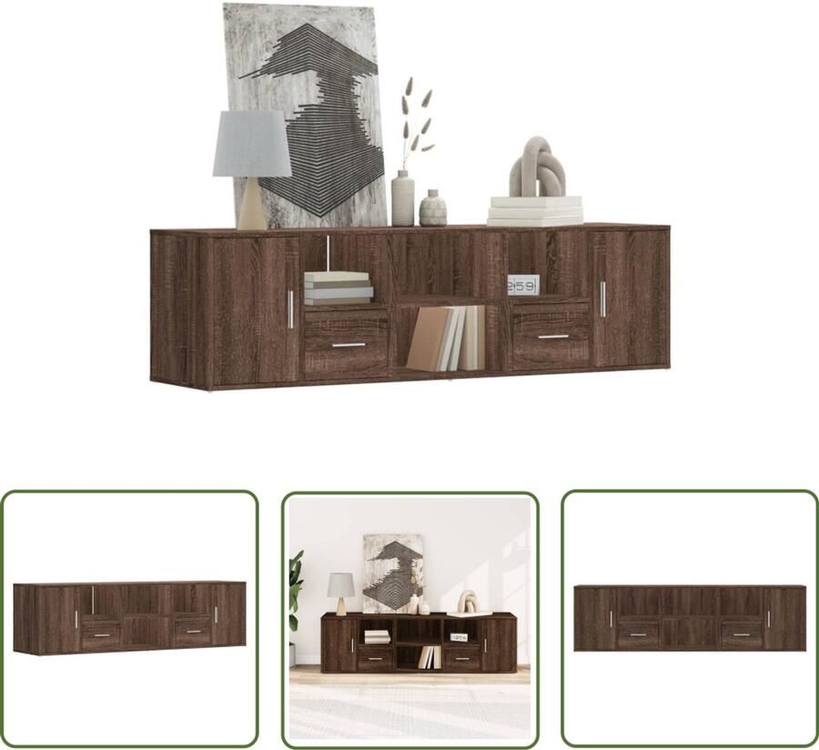 The Living Store Hoekkast 160x40x45 cm bewerkt hout bruin eikenkleurig Hoekkast Bruine Eiken Houten Kast Opslagruimte Boekenplank - Foto 2