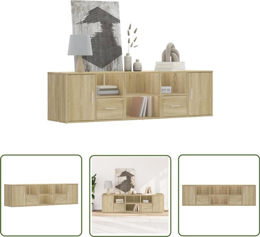 The Living Store Hoekkast 160x40x45 cm bewerkt hout sonoma eikenkleurig Hoekkast Houten Kast Sonoma Eiken Salontafel Opslagruimte