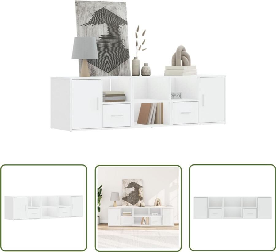 The Living Store Hoekkast 160x40x45 cm bewerkt hout wit Hoekkast Witte Hoekkast Houten Hoekkast Bewerkt Hout Opslagkast - Foto 2