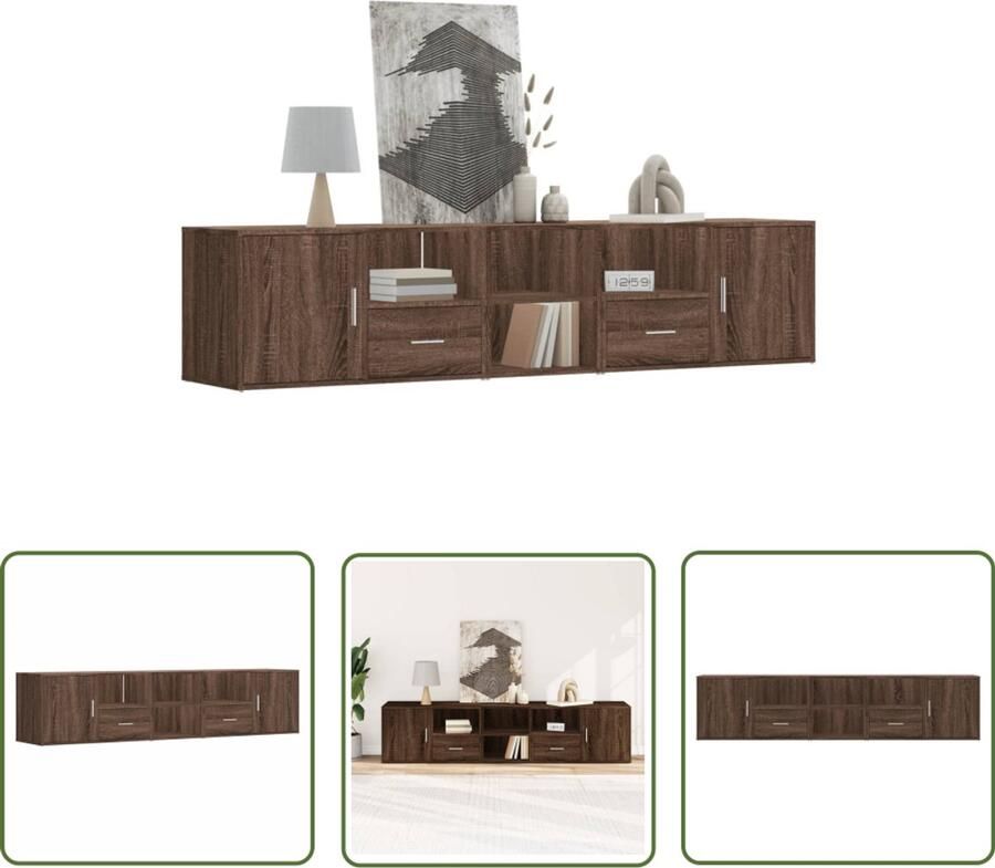 The Living Store Hoekkast 200x40x45 cm bewerkt hout bruin eikenkleurig Hoekkast Bruine Eiken Kleur Houten Kast Opbergkast Living Room Furniture - Foto 2